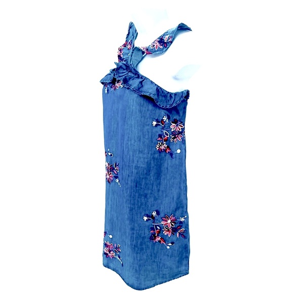 Romeo + Juliet Couture NEW Floral Embroidered Chambray Denim Mini Dress Small - Picture 3 of 9